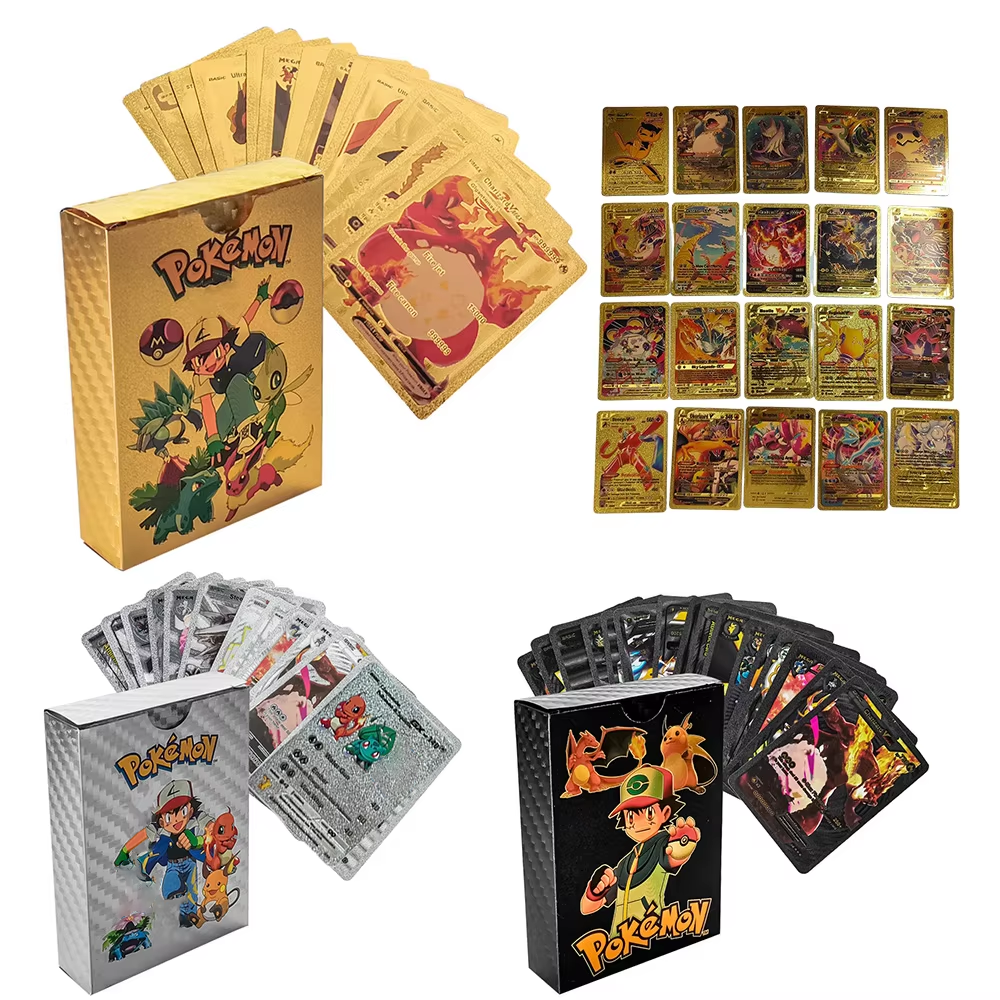 Party Games Board Game - 55PCS Pokemon Cards Vmax GX Gold