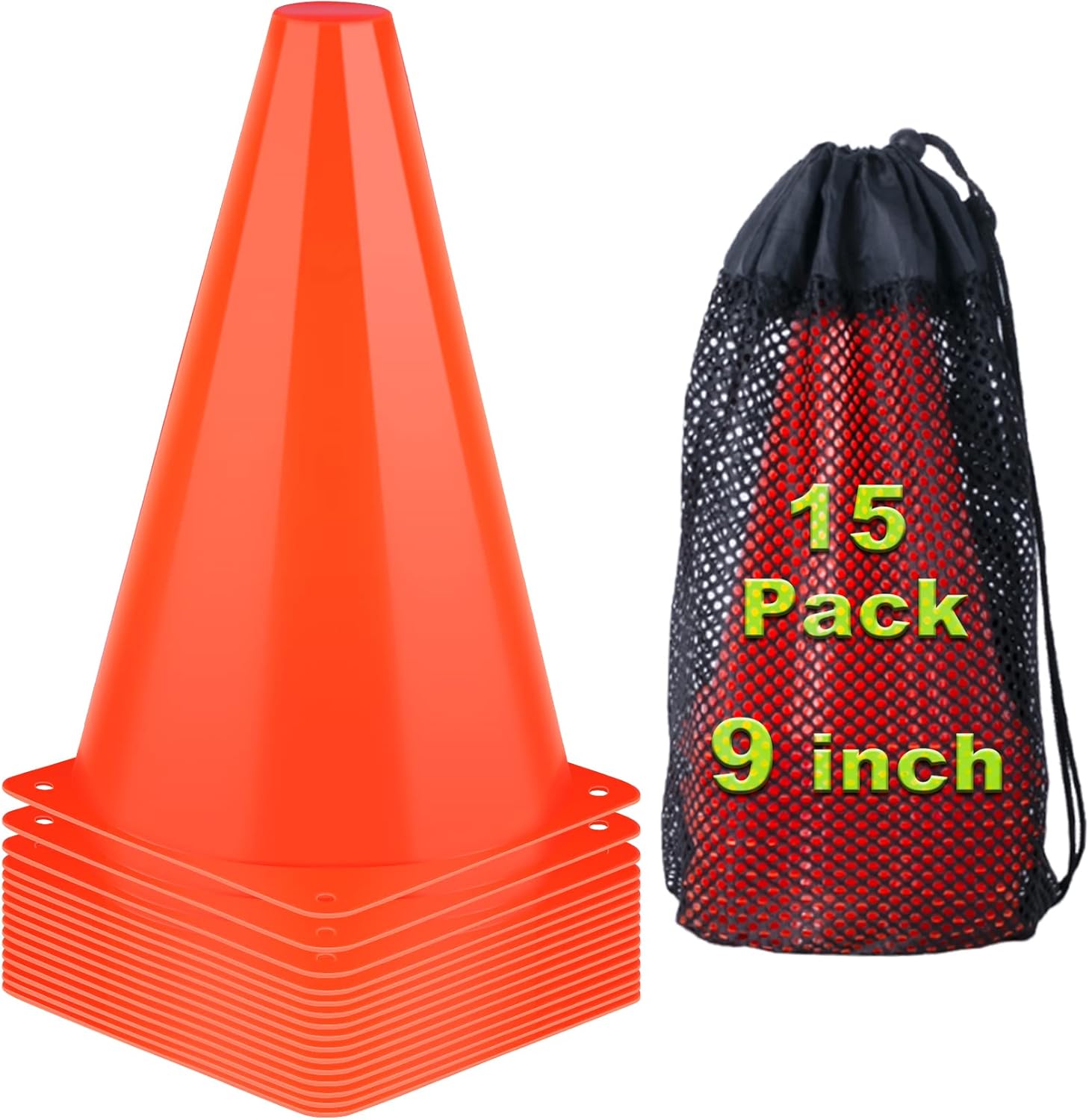 Party Games Indoor - 15 Pack Orange Sports Cones for