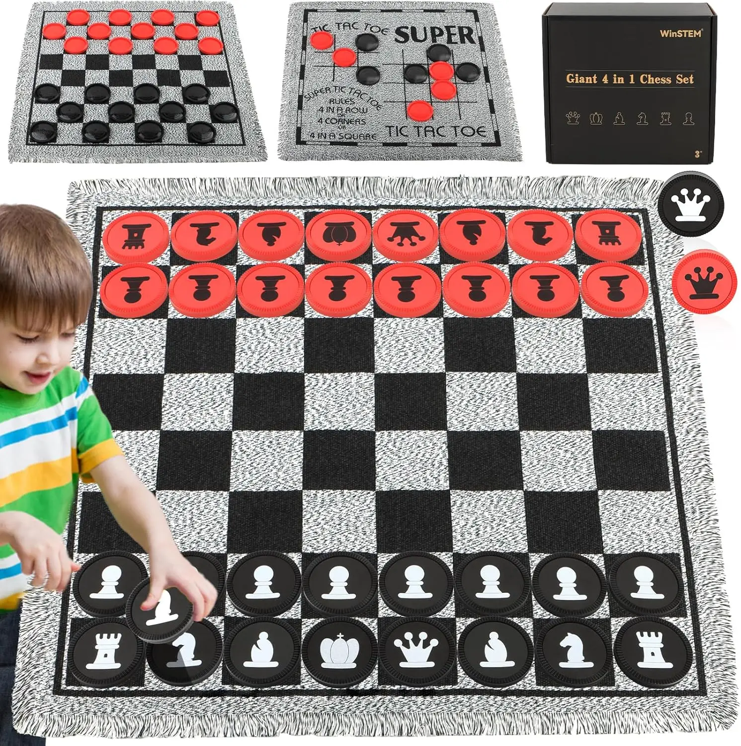 4-in-1 Giant Chess Set, Checke – обзор и цена Tic Tac Toe Giant