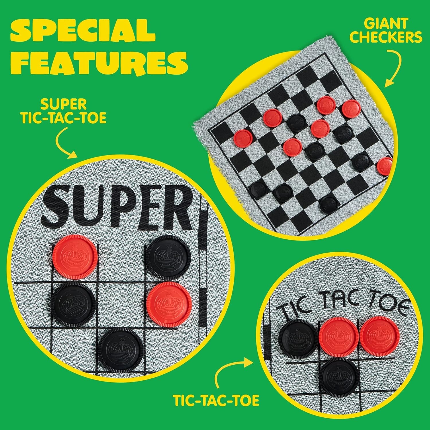3-in-1 Vintage Giant Checkers  – обзор и цена Tic Tac Toe Giant