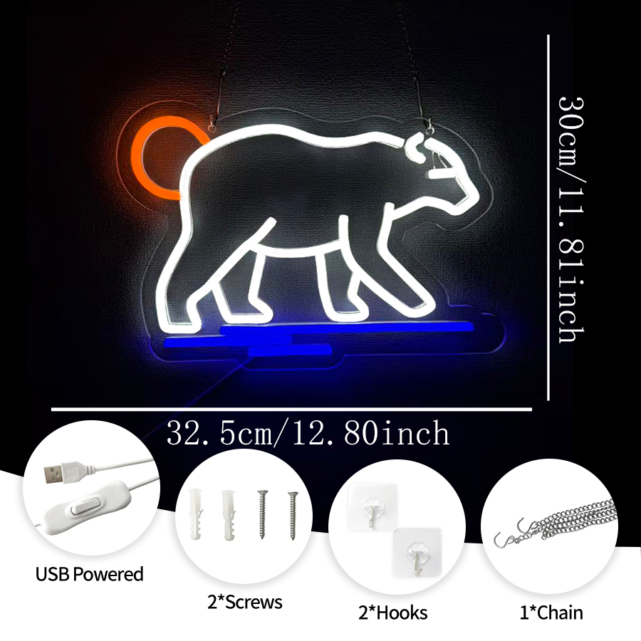 Polar Bear Neon Sign For Wall  – обзор и цена Zoo Party Games