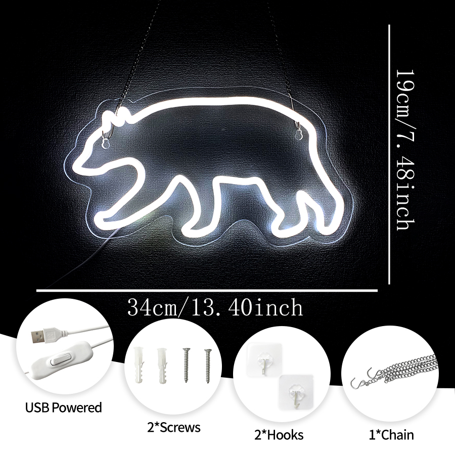 Polar Bear Neon Sign For Wall  – обзор и цена Zoo Party Games